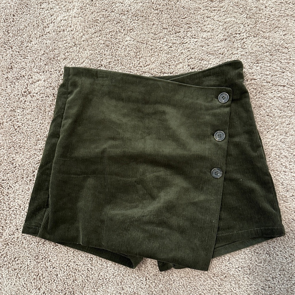 Green corduroy skort